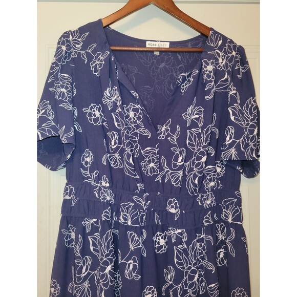 Signature by Robbie Bee Beautiful Dress Large Floral Blue Flare 2XL - Picture 2 of 4